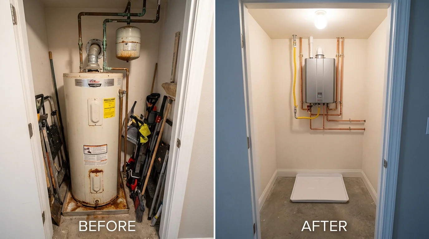 Tank water heater versus wall-mounted tankless unit comparison for Florence, MS homeowners